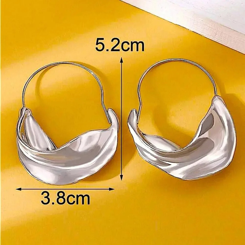 Silver Geometric Dangle Irregular Drop Earrings - image 5